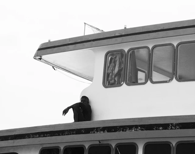 Boat, black and white — photograph by Ibrahim Ifaaz, Maldives